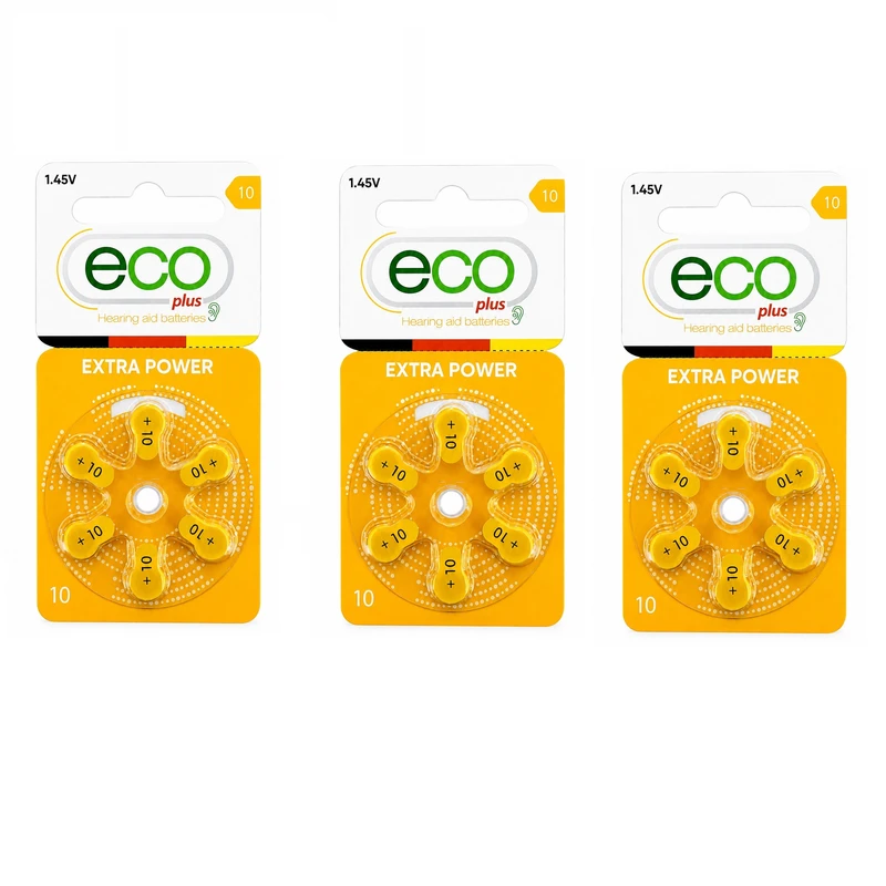 باتری سمعک اکو مدل eco plus 10 بسته 18 عددی