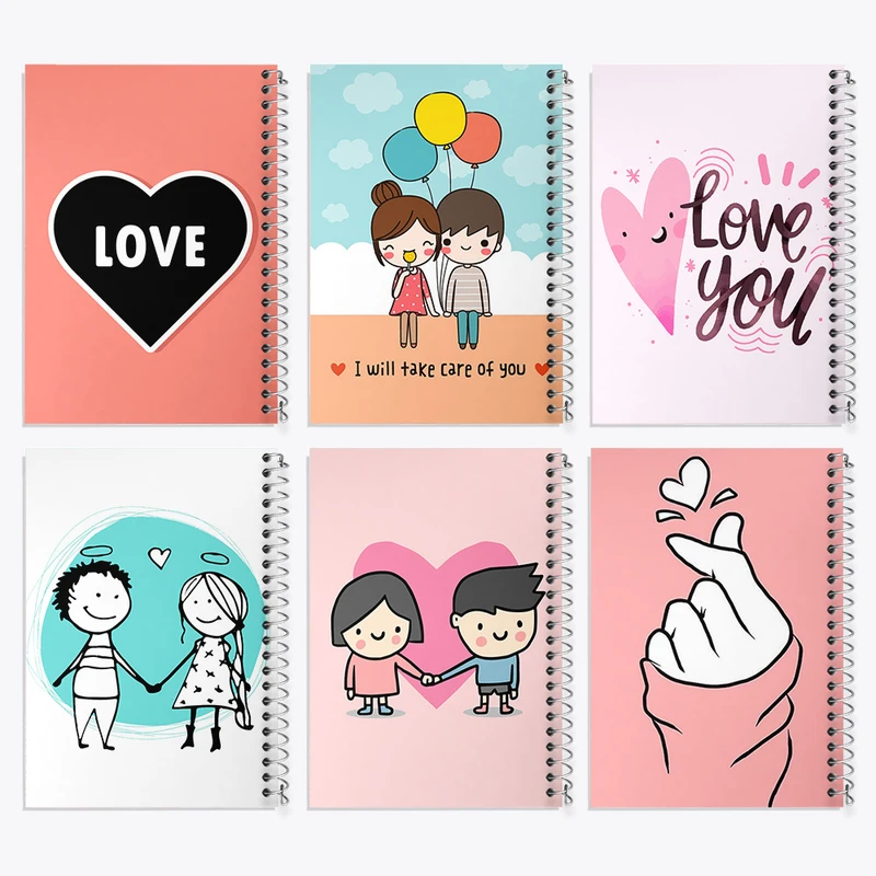 دفتر مشق 50 برگ خندالو طرح عاشقانه (Love) کد 246 مجموعه 6 عددی