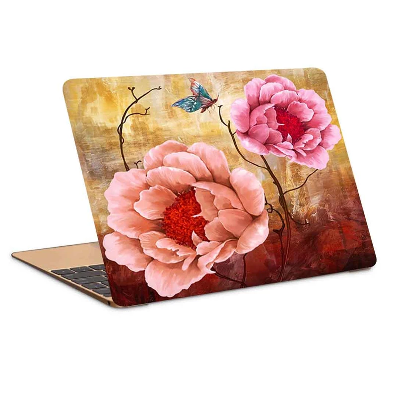 استیکر لپ تاپ طرح نقاشی گل رز و پروانه مدل P-287- مناسب برای لپ تاپ 15.6 اینچ
