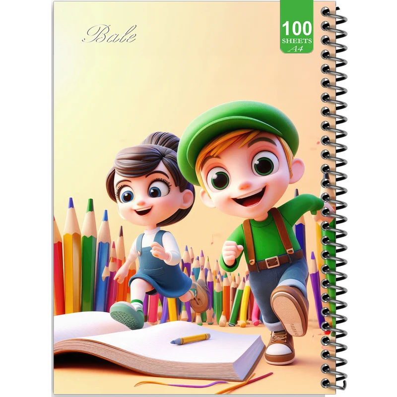 دفتر نقاشی 100 برگ بله طرح فانتزی دختر کوچولوی نقاش کد A4-N294