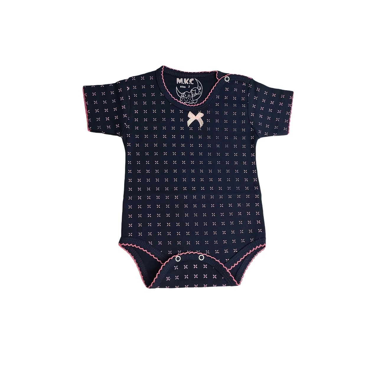 بادی آستین کوتاه نوزادی مدل پاپیونی