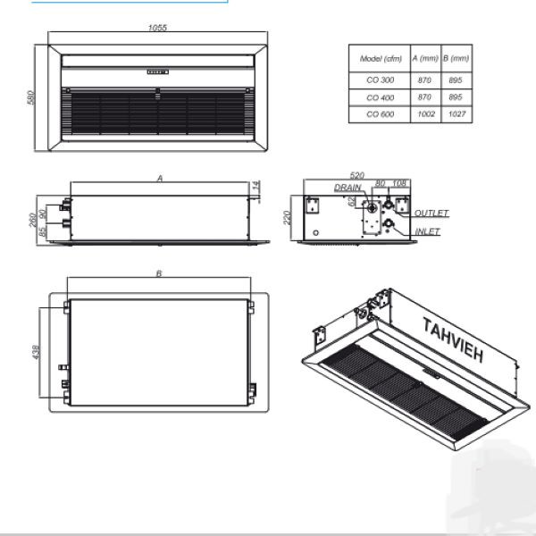 فن کویل شرکت تهویه  مدل CO--400 اوشان
