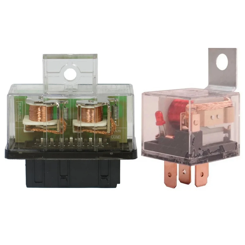 رله دوبل شیشه ای خودرو به همراه رله فن 5 فیش مدل فابریکی TMT843T مجموعه دو عددی