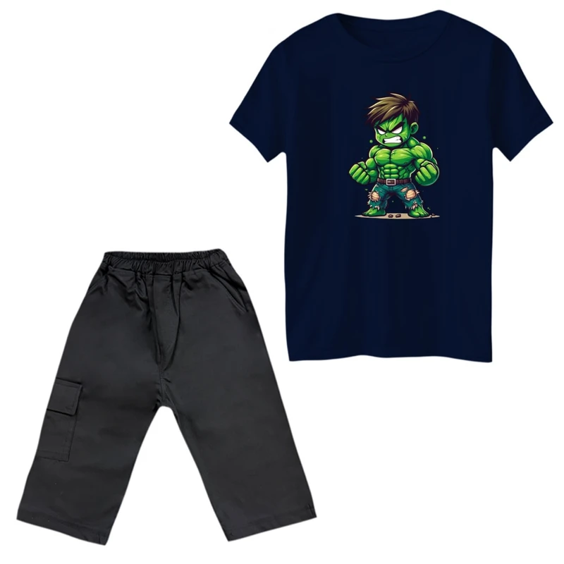 ست تی‌شرت و شلوارک پسرانه مدل هالک کد 4