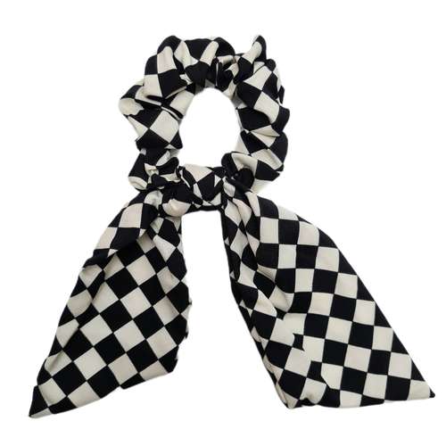 کش مو زنانه مدل کراواتی دنباله‌دار شطرنجی کد brg 104