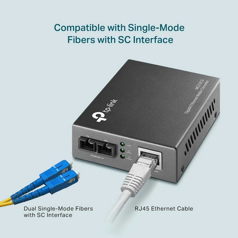 مبدل فیبر گیگابیتی و تک حاته تی پی-لینک MC210CS