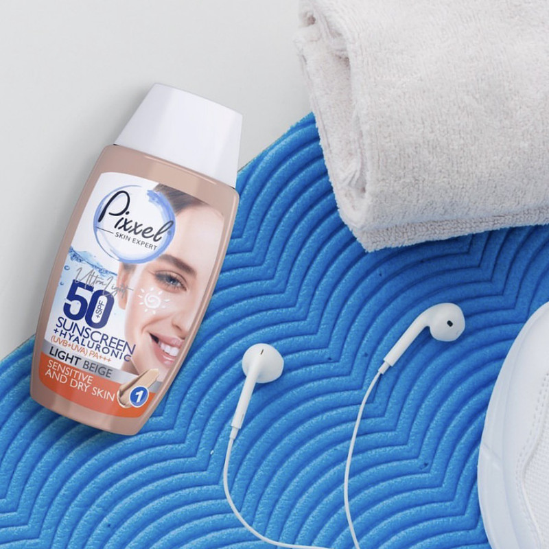 کرم ضدآفتاب رنگی پیکسل +SPF50 مدل LIGHT BEIGE، مناسب پوست‌های حساس و خشک، حجم 50 میلی‌لیتر