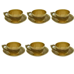 ست فنجان نعلبکی برنجی کد 11 مجموعه 12 عددی