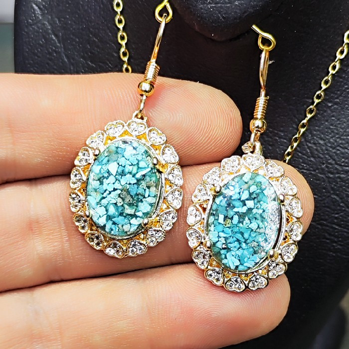 نیم ست زنانه مدل سنگ فیروزه نیشابور کد 658