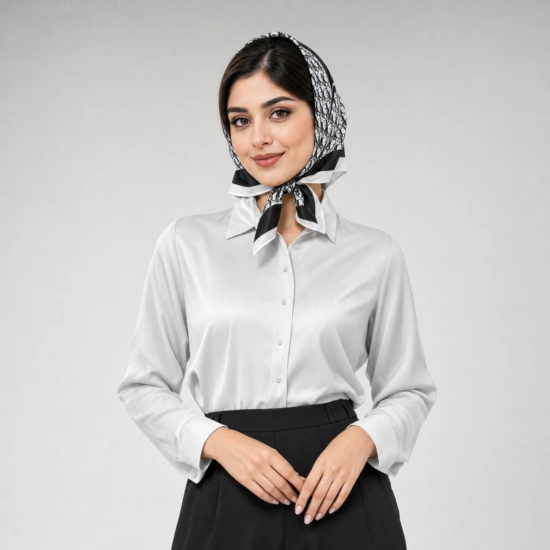 دستمال سر و گردن زنانه مدل ابریشم توییل کد 115