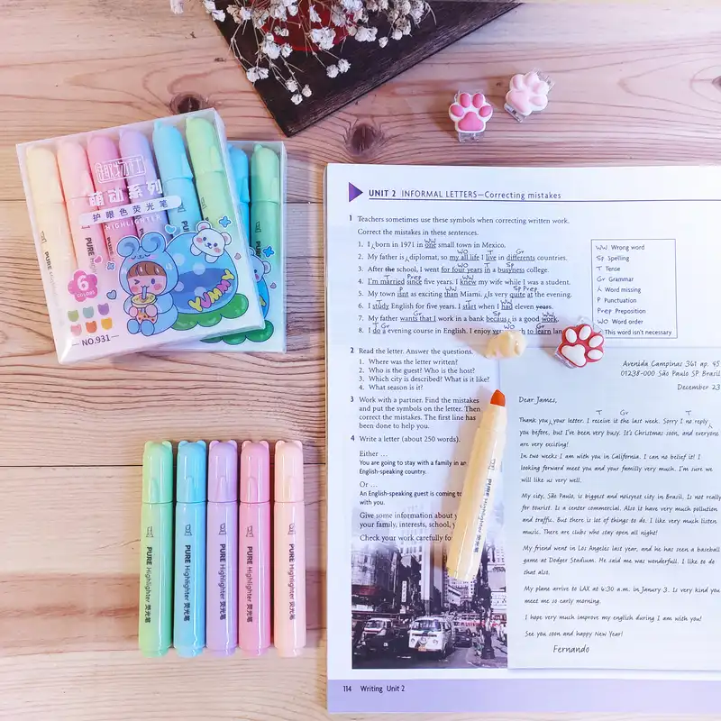 ماژیک علامت گذار طرح Cat مدل پاستلی بسته 6 عددی