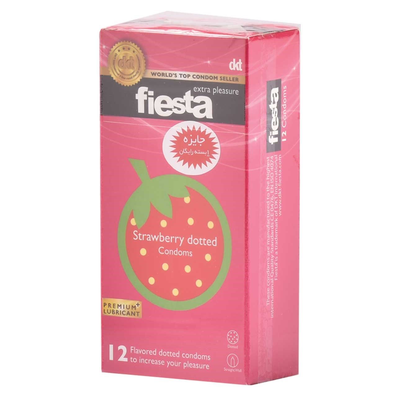 کاندوم خاردار فیستا مدل Strawberry Dotted بسته 12 عددی -  - 1