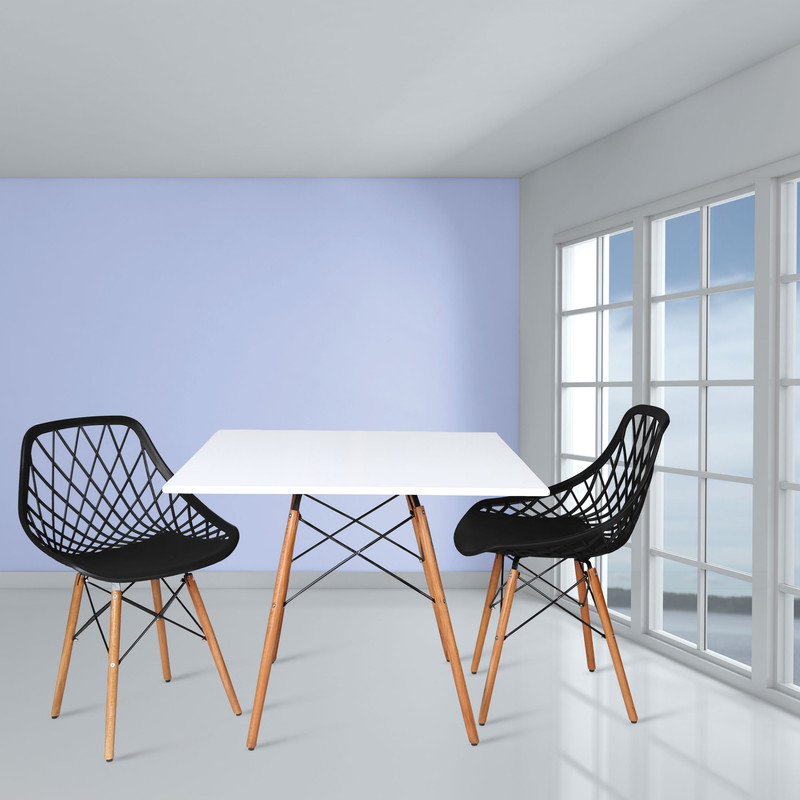 میز و صندلی ناهارخوری دو نفره مدل الماس فایبرگلاس پایه ایفلی MS