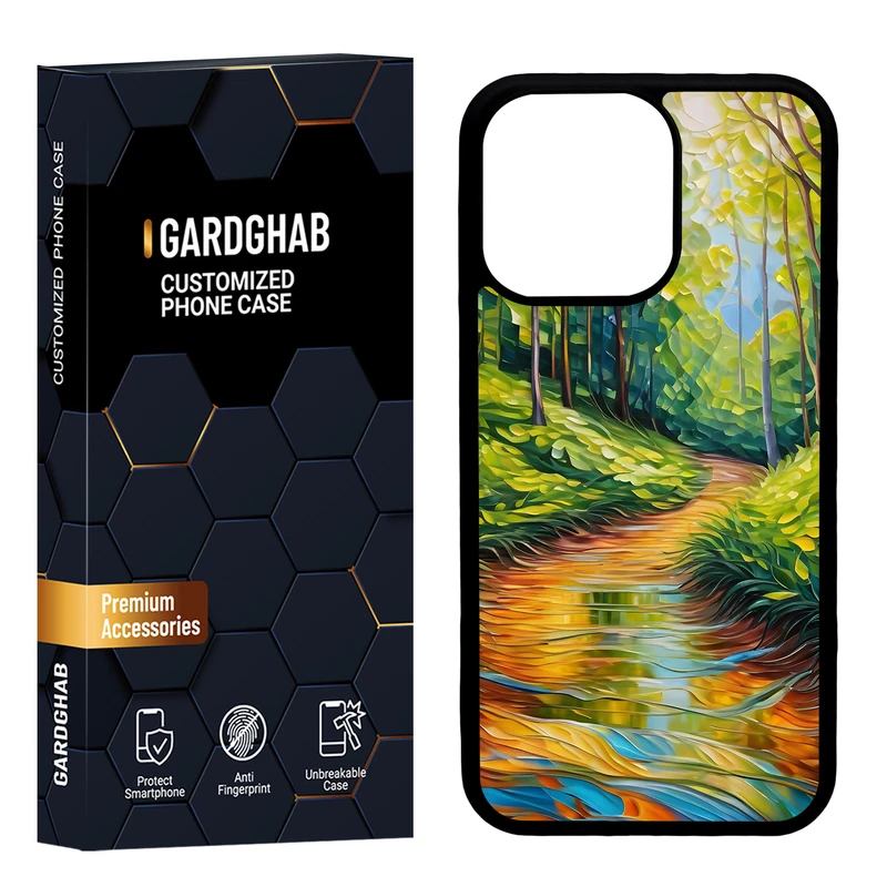 کاور گارد قاب مدل پشت گلس هنری مناسب برای گوشی موبایل اپل iPhone 13 Pro