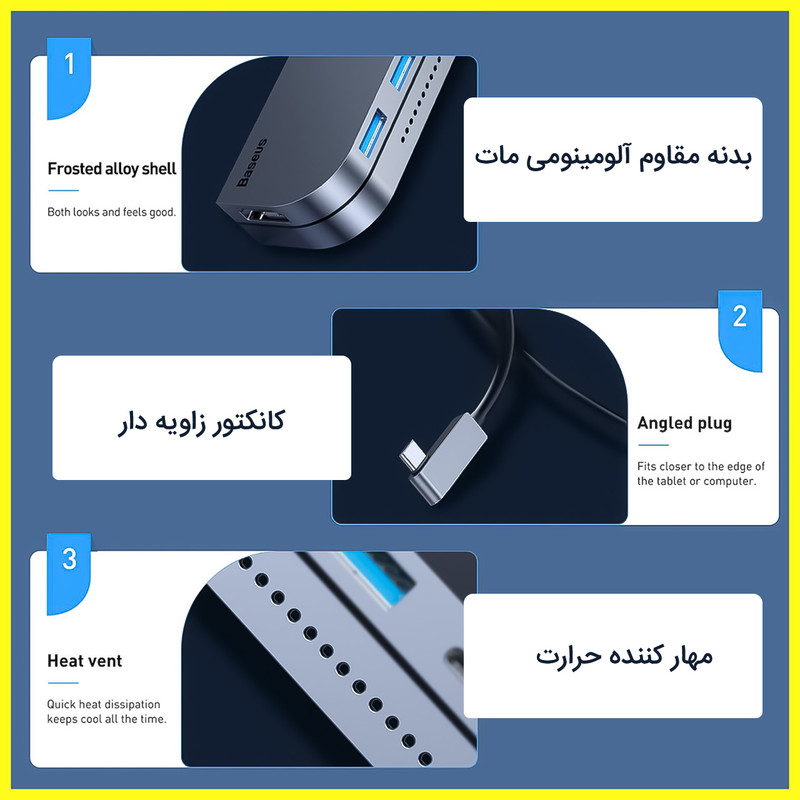 هاب 6 پورت USB-C باسئوس مدل CAHUB-CWJ0G 3