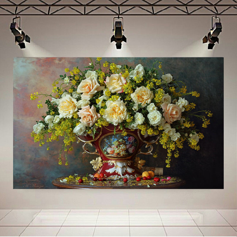 پوستر پارچه ای طرح گلدان کلاسیک اثر آندره موروزوف کد AR119