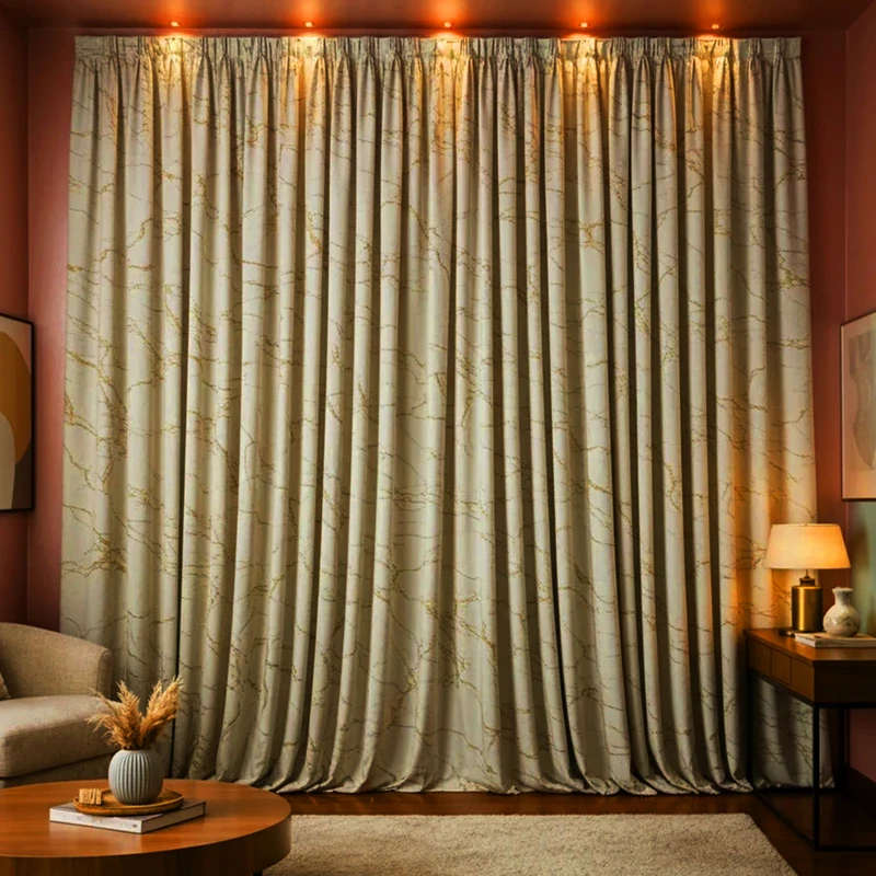 پرده تیکو دکو مدل دوخت ساده مخمل هازان طلاکوب سوپر گلد سایز 280 × 500 سانتی‌متر