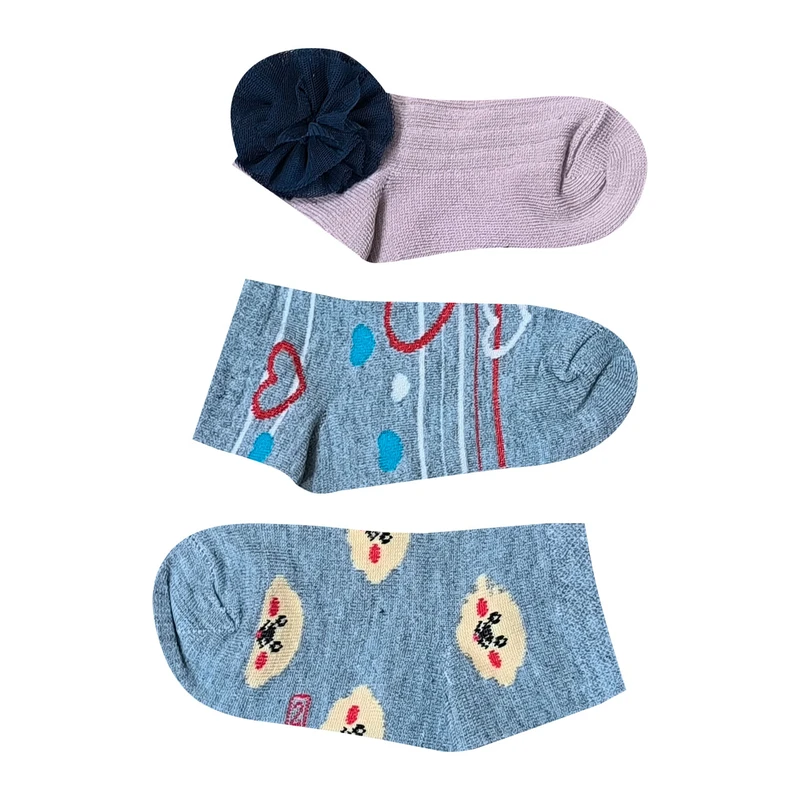 جوراب ساق کوتاه دخترانه مدل 031 مجموعه 3 عددی