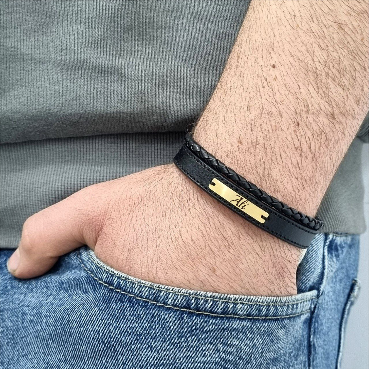 دستبند طلا 18 عیار مردانه لیردا مدل اسم علی 829