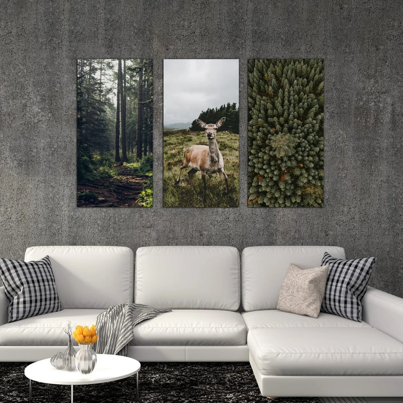 تابلو شاسی بکلیت طرح دکوراتیو جنگل مدل SH-502 مجموعه 3 عددی