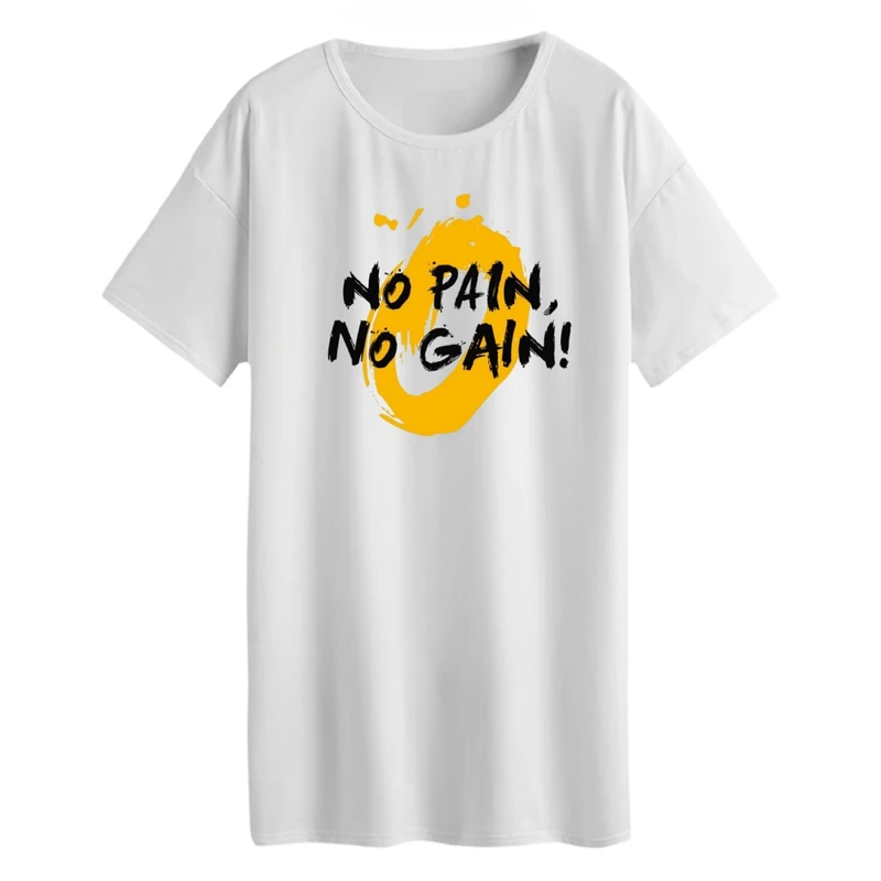 تی شرت لانگ زنانه مدل no pain no gain کد 2