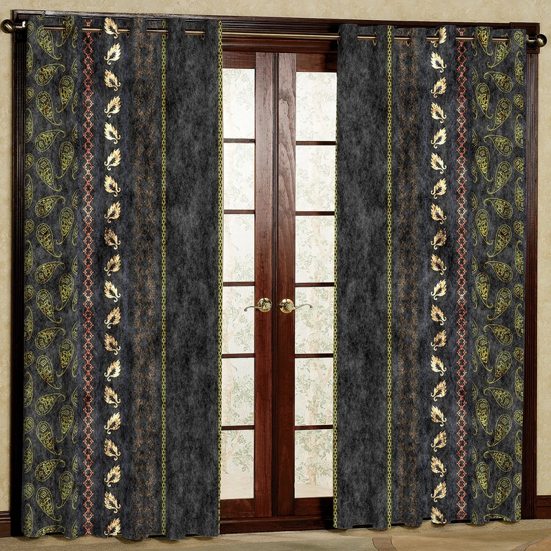 پرده مدل برگ و بته جقه مخمل پانچی کد 1111L سایز 140x280 سانتی متر