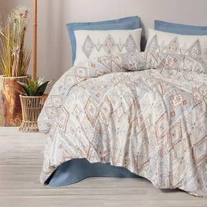 سرویس ملحفه دو نفره 4 تکه کاتن باکس مدل Bohem Zanora Indigo C.K