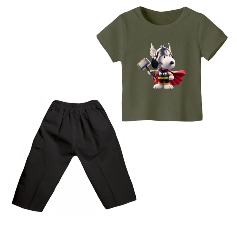 ست تی شرت و شلوارک پسرانه مدل اسنوپی کد ۸۸