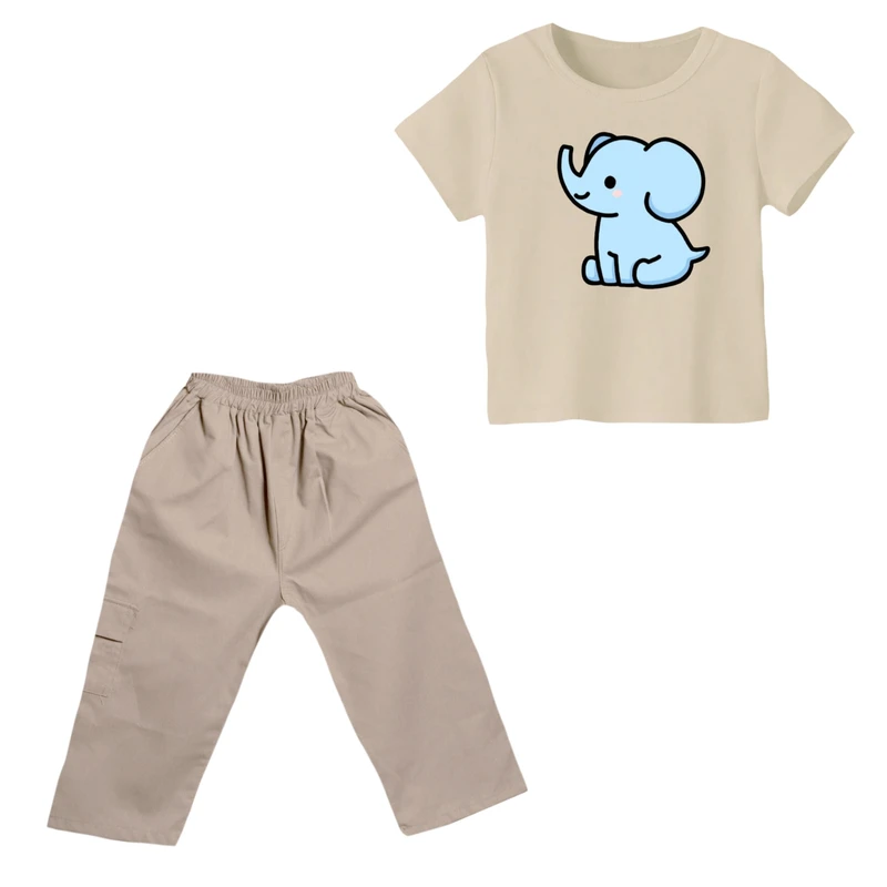 ست تی شرت و شلوارک دخترانه مدل فیل کد 14