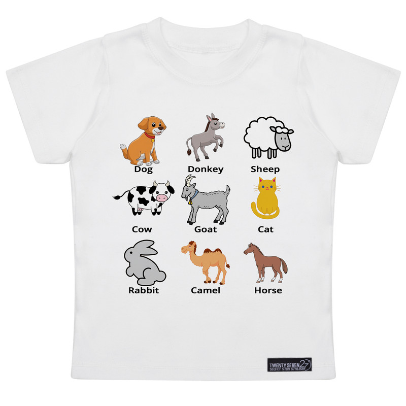 تی شرت آستین کوتاه پسرانه 27 مدل Learning English Animals کد MH1597