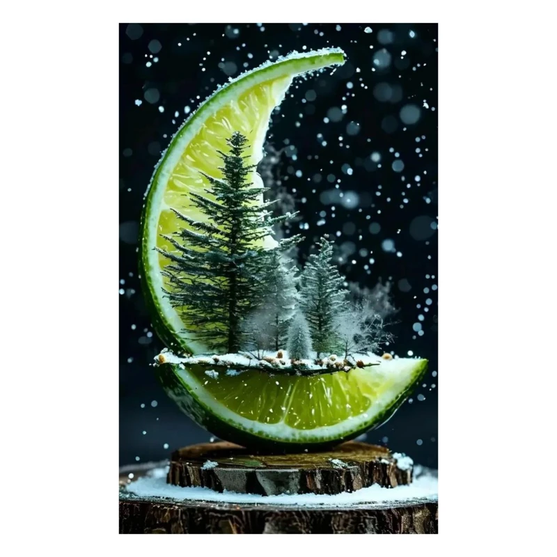 استیکر پارچه و لباس پاد آفرین مدل درخت پرتغال ماه برف کد 3119