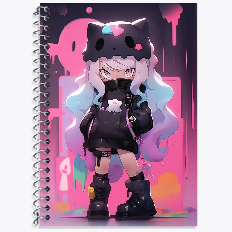 دفتر زبان 50 برگ خندالو مدل سه خط طرح دخترانه کیوت کد N4414