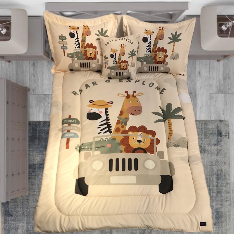 سرویس خواب مدل حیوانات ماجراجو کد safari 07 یک نفره 5 تکه