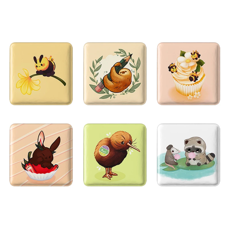 مگنت خندالو طرح حیوانات بامزه کد 1256A مجموعه 6 عددی