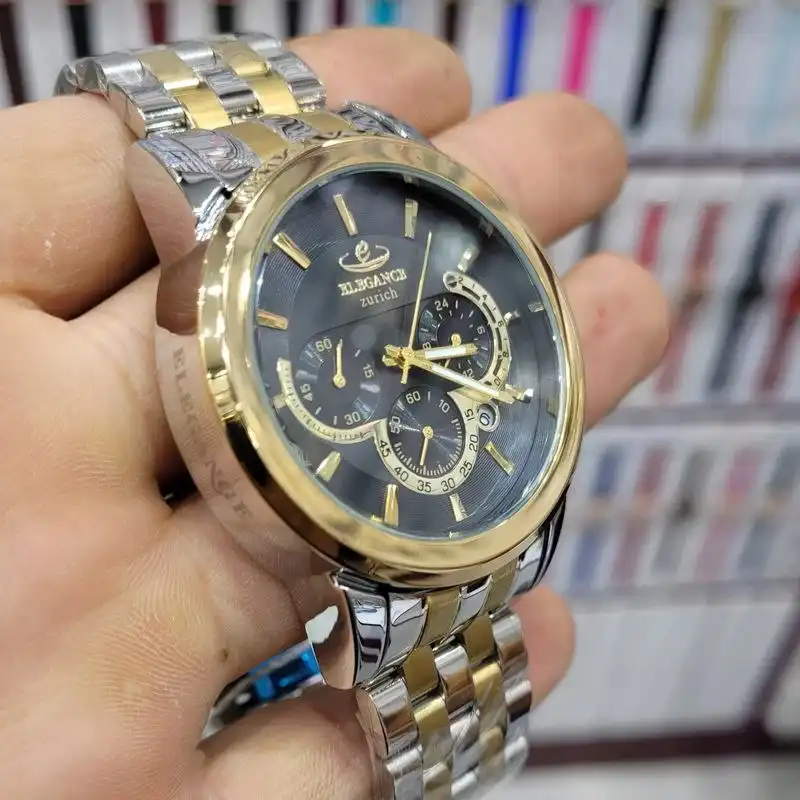 ست ساعت مچی عقربه ای زنانه و مردانه الگانس مدل کورنوگراف کد Zurikh 02