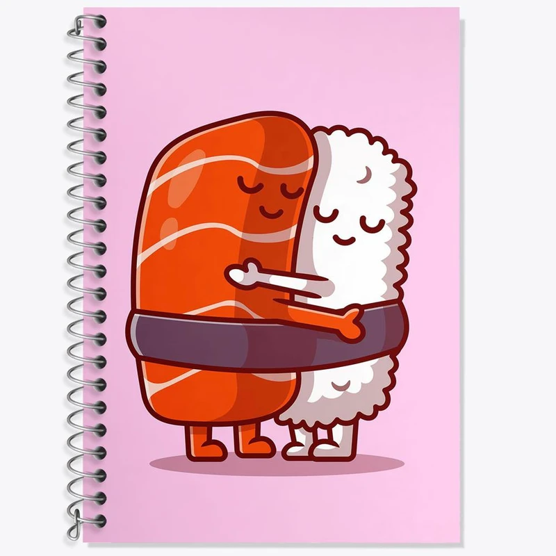 دفتر زبان 50 برگ خندالو مدل سه خط طرح سوشی کد 29456