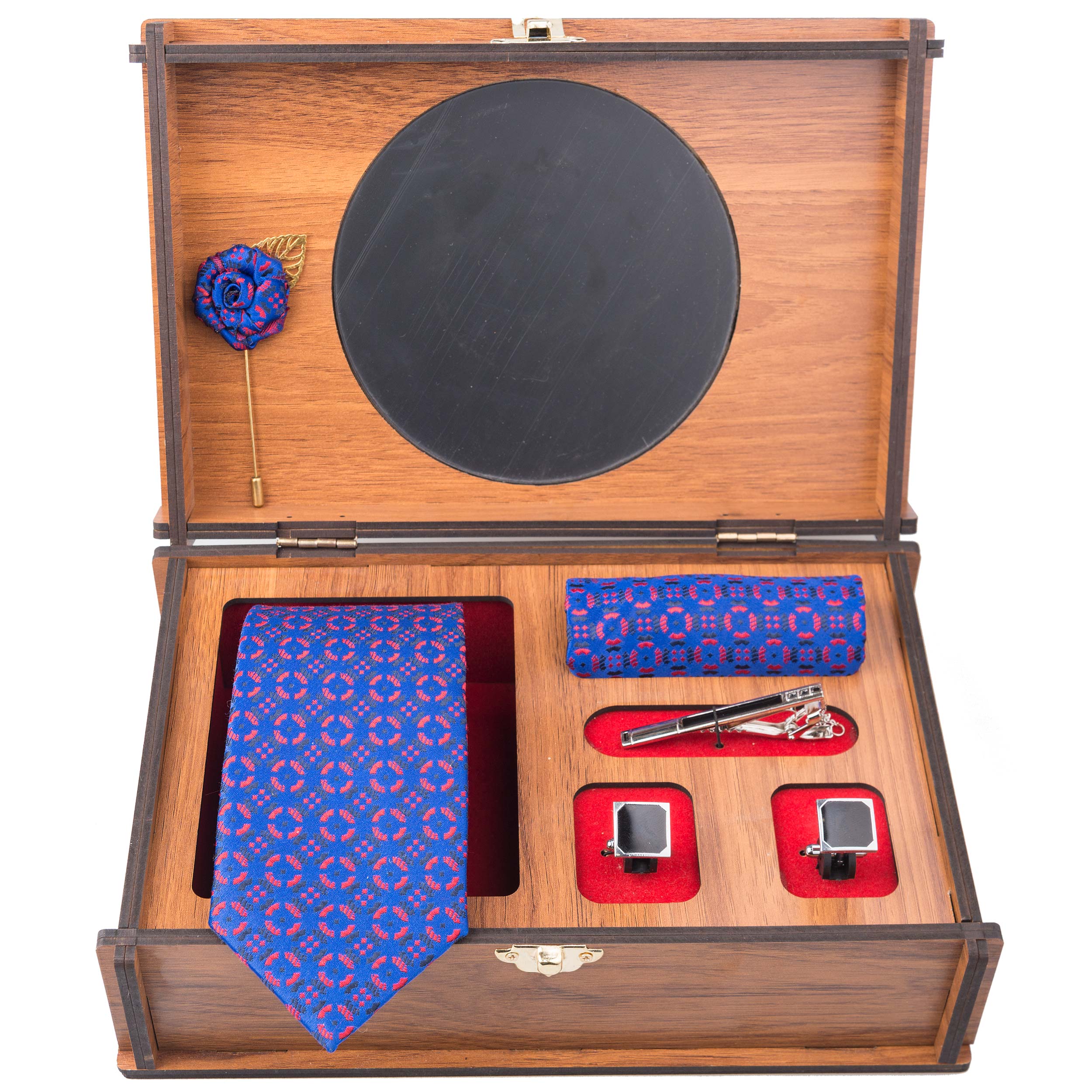 ست کراوات و دستمال جیب و دکمه سردست مردانه مدل GF-PO769-BOX