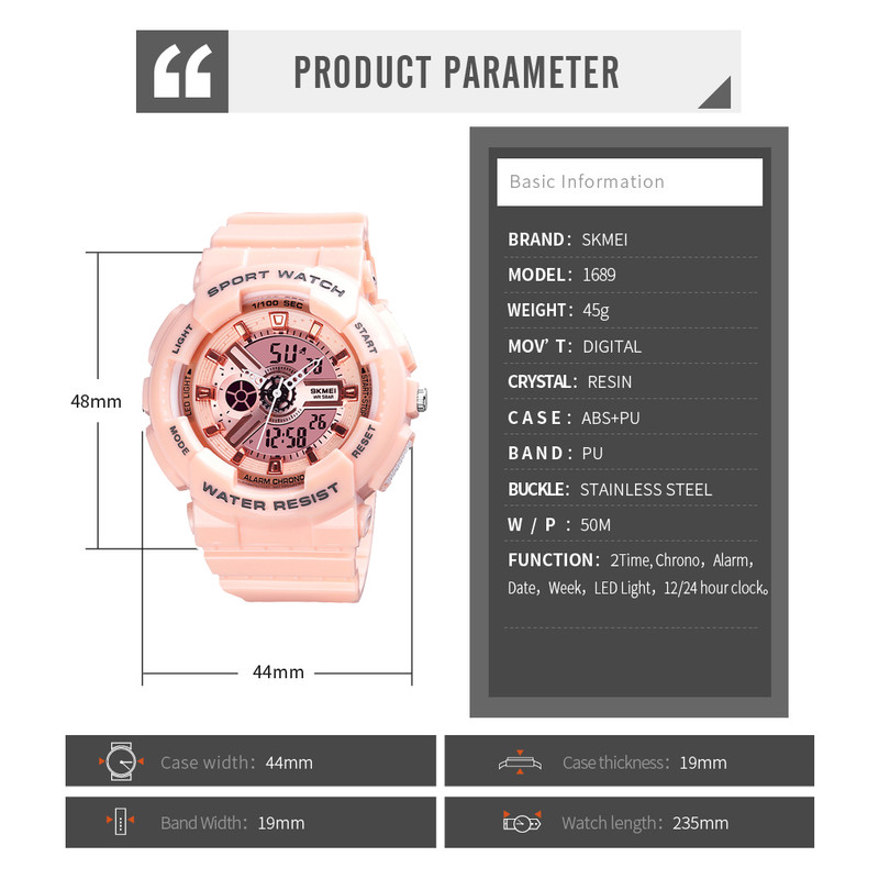 ساعت مچی دیجیتال زنانه اسکمی مدل 1689 ساعت مچی دیجیتال زنانه اسکمی مدل 1689