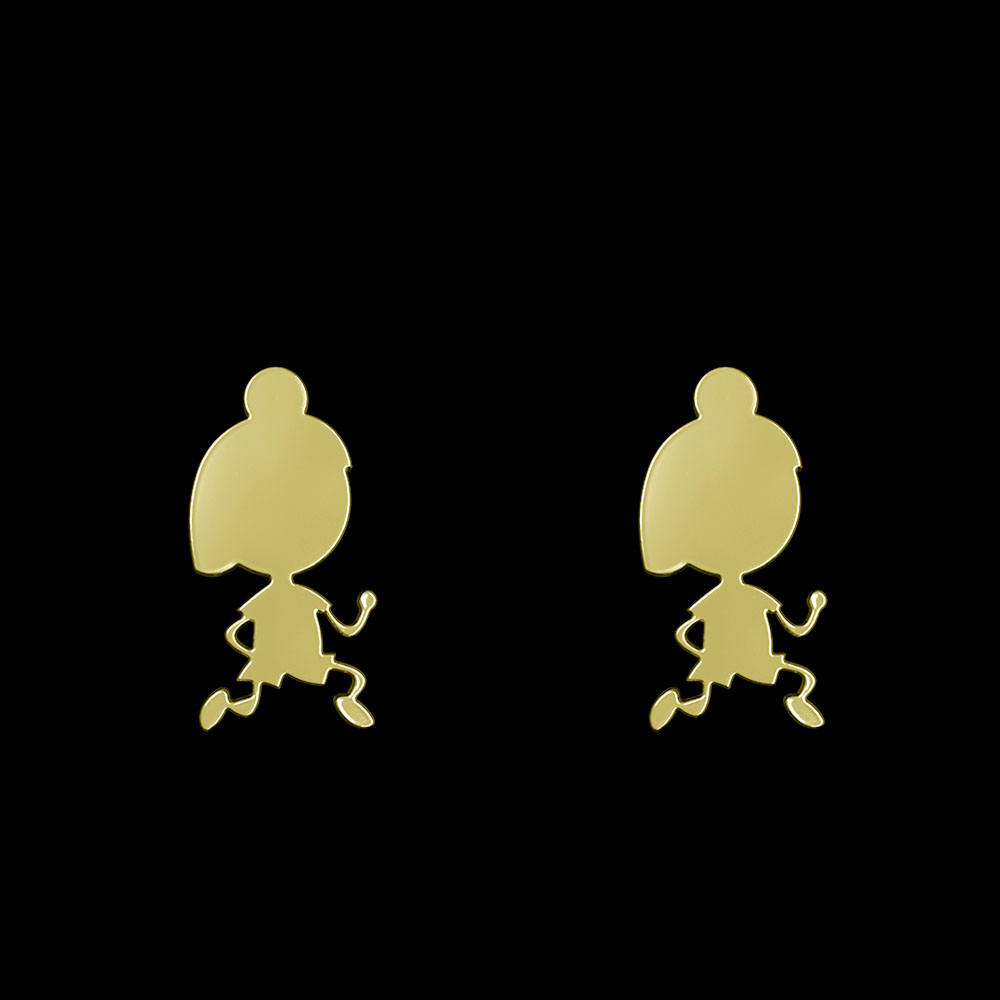 گوشواره طلا 18 عیار زنانه مدوپد مدل دختربچه کد GA1-10309