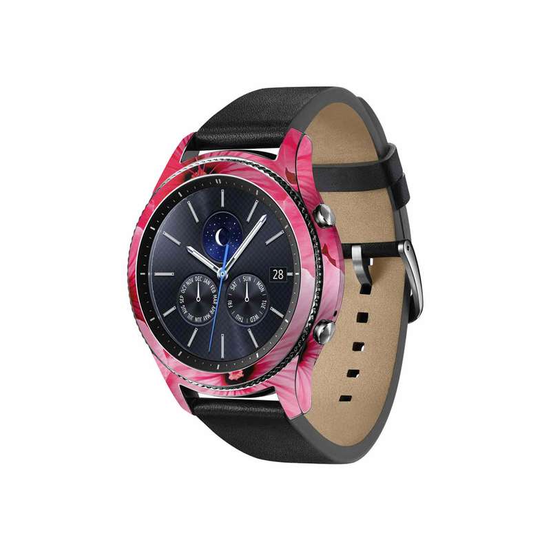 برچسب ماهوت طرح Pink-Flower مناسب برای ساعت هوشمند سامسونگ Galaxy Gear S3 Classic