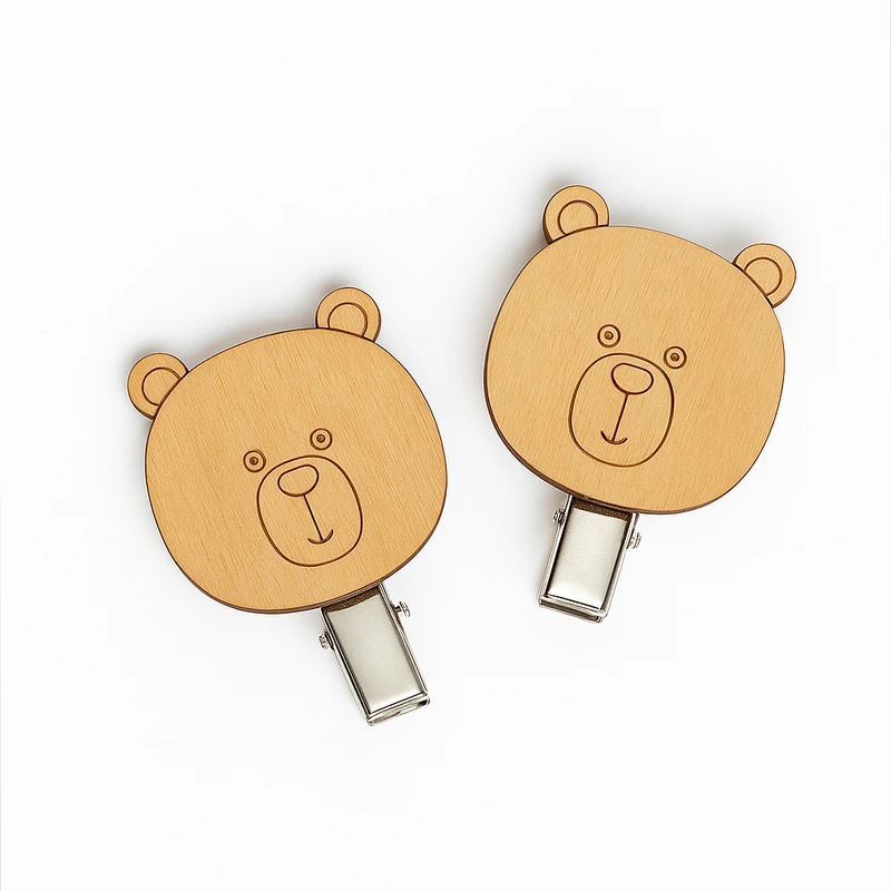 گیره مو زنانه مدل چوبی خرس بسته 2 عددی