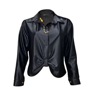 شومیز آستین بلند زنانه مدل جلو گره ای کد 10265