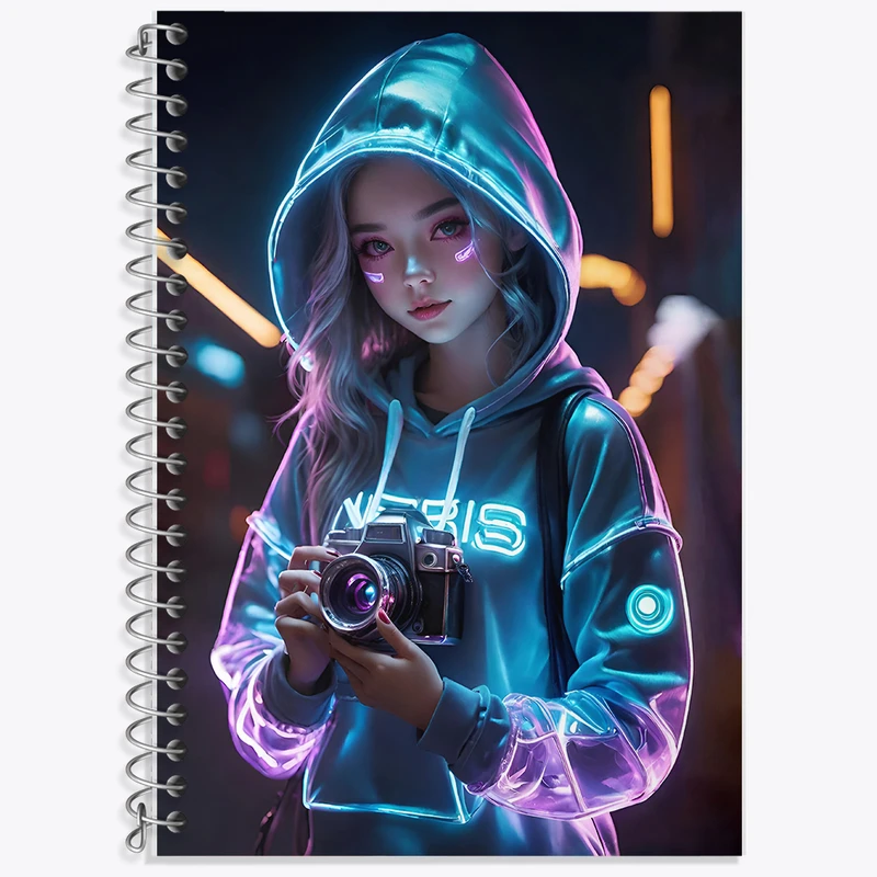 دفتر زبان 50 برگ خندالو مدل دو خط طرح دختر عکاس کد N3809