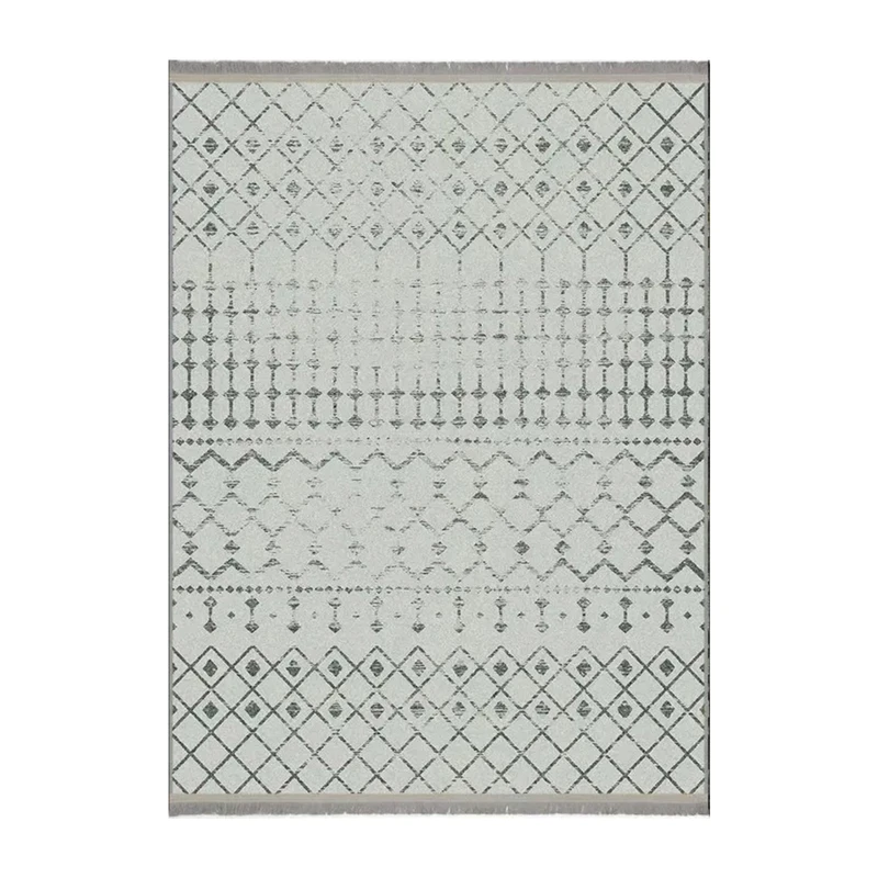 فرش ماشینی 1000 شانه زمینه طوسی حاشیه خاکستری هانوکس مدل مراکشی کد MHX.009.6