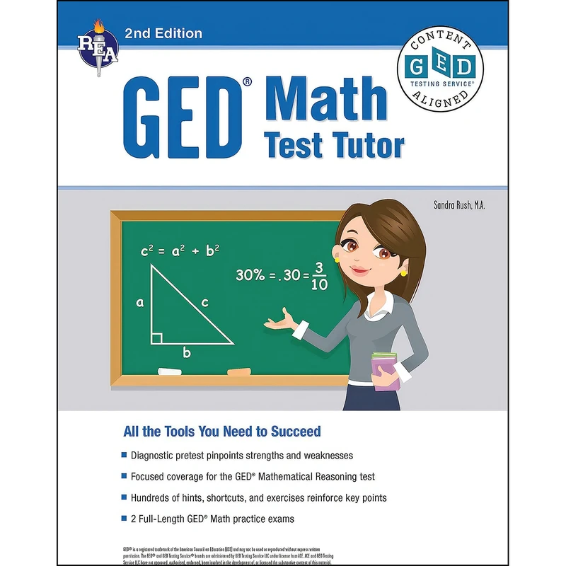کتاب GED® Math Test Tutor, For the 2022-2023 GED® Test, 2nd Edition اثر Ms. Sandra Rush M.A. انتشارات Research & Education Association
