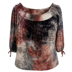 بلوز آستین بلند یقه باز زنانه مدل آبرنگی 01