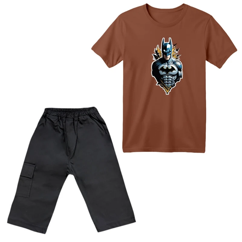 ست تی‌شرت آستین کوتاه و شلوارک پسرانه مدل بتمن کد ۱۶