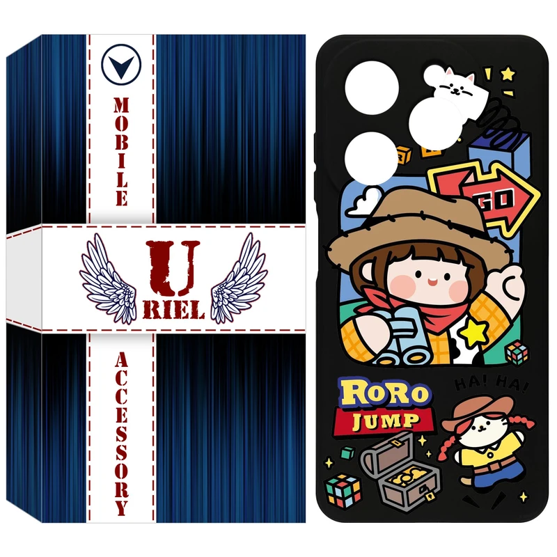 کاور یوریل مدل KSH کد 29 طرح دختر خوشحال مناسب برای گوشی موبایل تکنو Spark 20 / Spark Go 2024