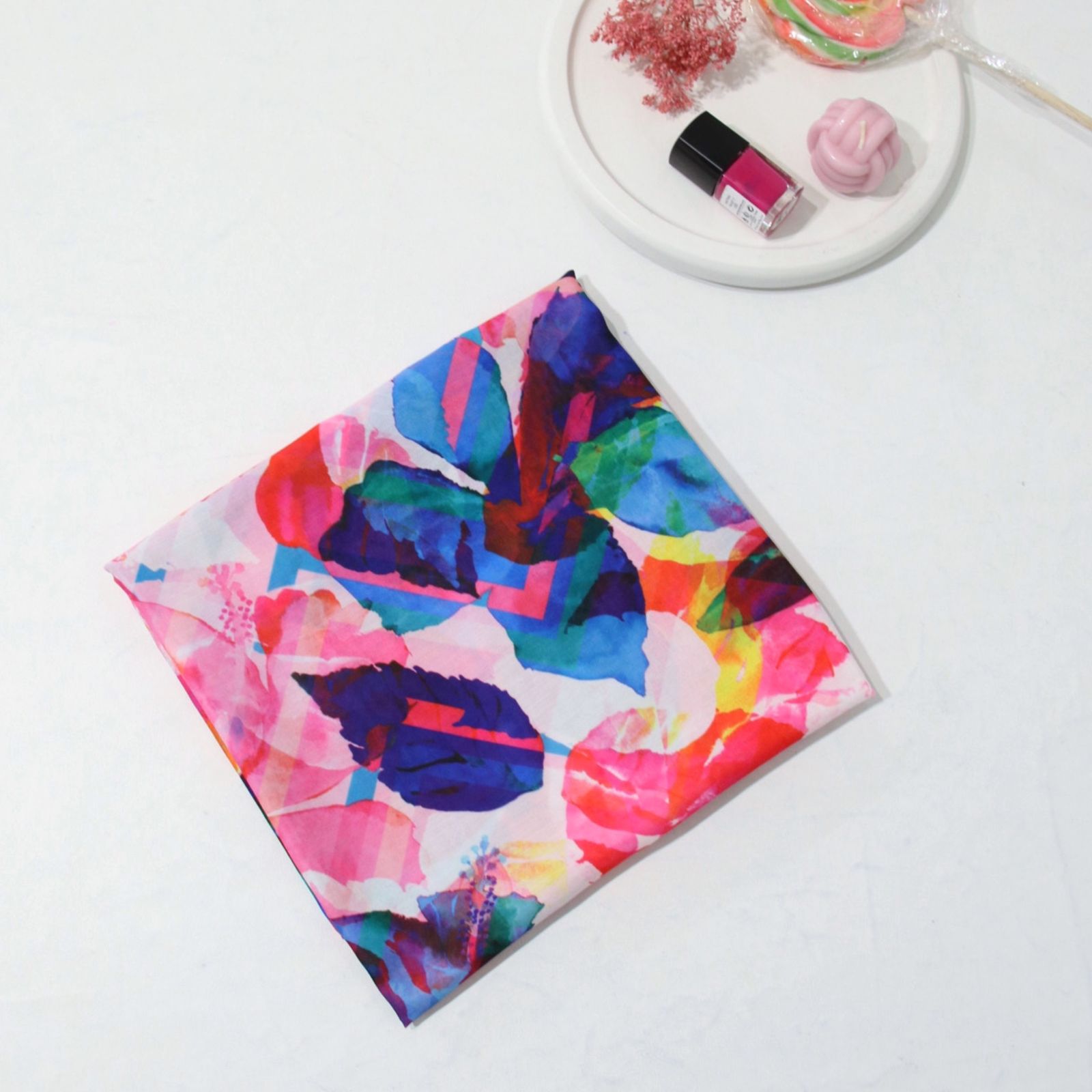 شال زنانه مدل نخی مزونی طرح آبرنگی بهاری کد ana-4090 -  - 8