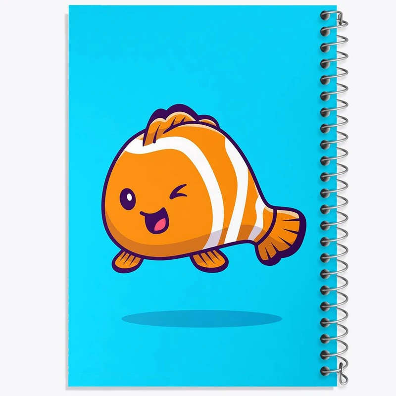 دفتر شطرنجی 50 برگ خندالو طرح حیوانات بامزه ماهی کد 29735